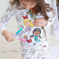 Kids Boys Girls Pajama Clothes Set DIY Your Own Handcraft Colorable Long Sleeve Top T-shirt+Pants Children Sleepwear Loungewear