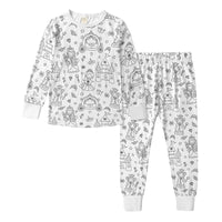 Kids Boys Girls Pajama Clothes Set DIY Your Own Handcraft Colorable Long Sleeve Top T-shirt+Pants Children Sleepwear Loungewear